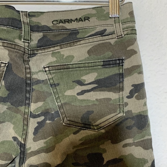 ❤️ CARMAR Camo Raw Hem Mid Rise Skinny Jeans - Picture 9 of 12